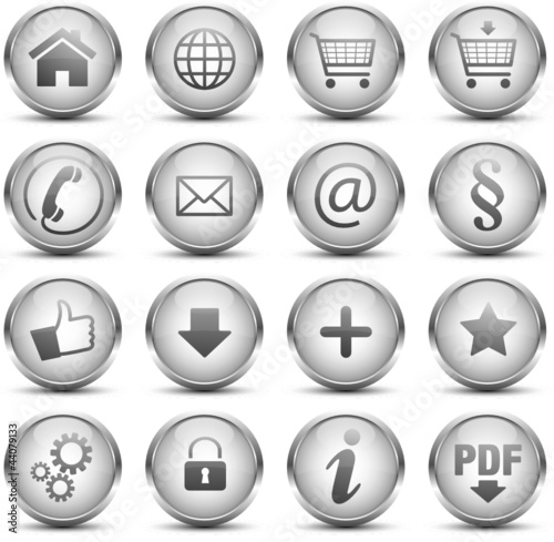 Button Icon Set Silber
