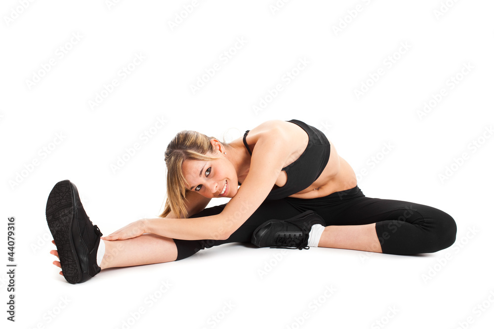 Full length portrait of a woman training herself Full length portrait of a woman training herself
