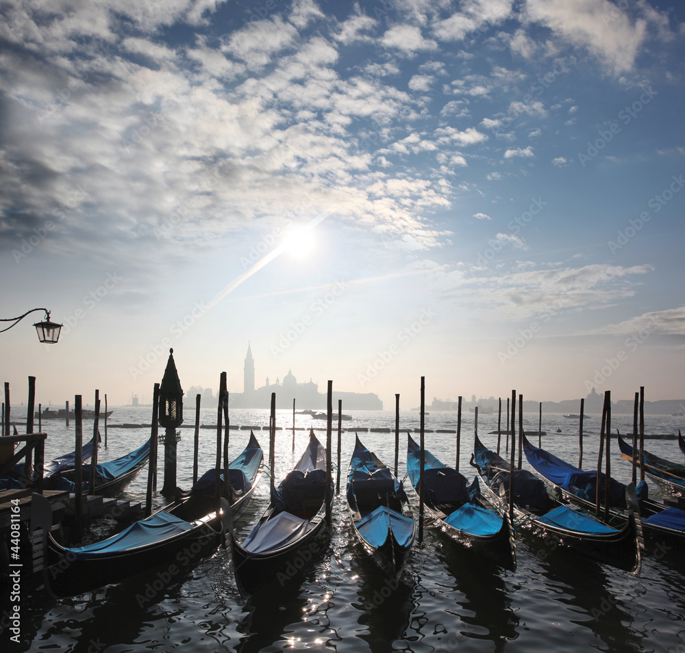 Venice with gondolas on Grand canal in Italy