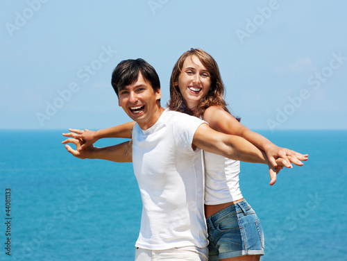 Portrait of Loving Couple by the Sea