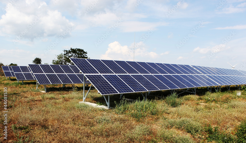 Solar panels at a solar power plant Solar panels at a solar power plant