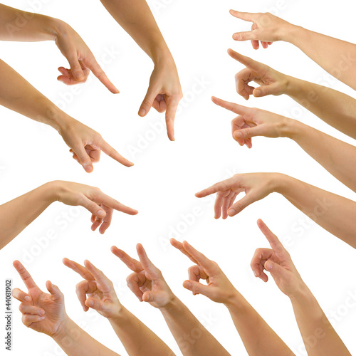 Hands pointing or pressing button or touch screen interface