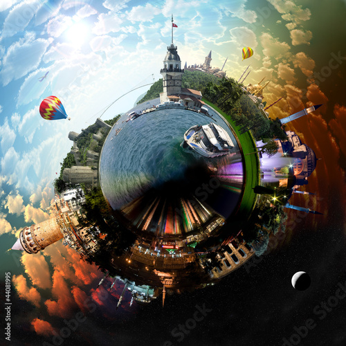 Fototapeta Naklejka Na Ścianę i Meble -  Miniature planet of Istanbul, with attracions of the city