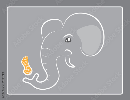 Abstract elephant outline with peanut