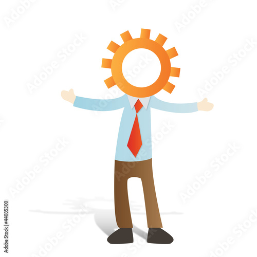 Businessman with engine on white background