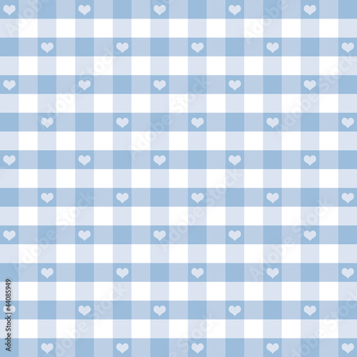 Seamless Gingham and Hearts, pastel blue, EPS has pattern swatch