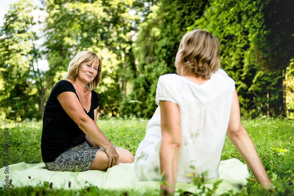Fototapeta premium Happy together - senior mother with adult child