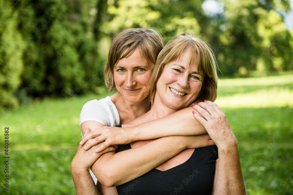 Senior mother with child portrait