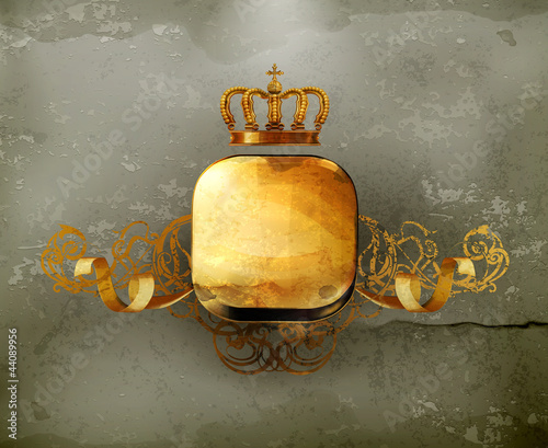 Vintage Frame gold crown, old-style vector