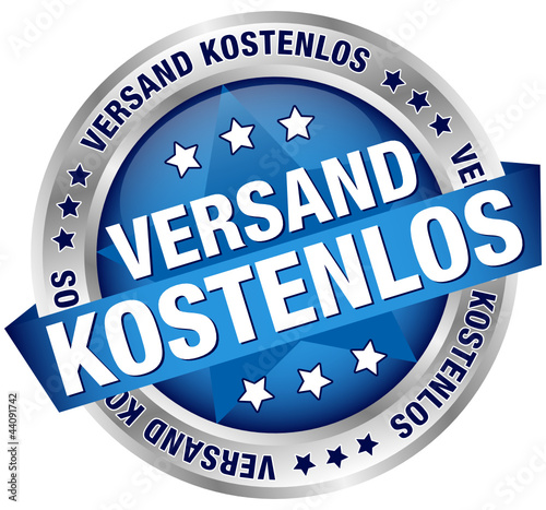 Button Banner "Versand kostenlos" blau/silber