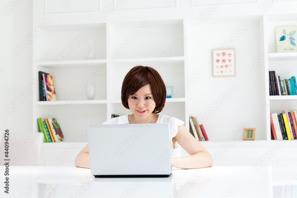 Beautiful young business woman using a laptop computer. Portrait Beautiful young business woman using a laptop computer. Portrait