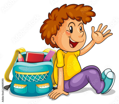 a boy with school bag