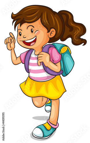 a girl with school bag
