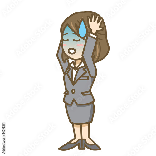 ビジネスウーマン　表情　全身　イラスト　絶望