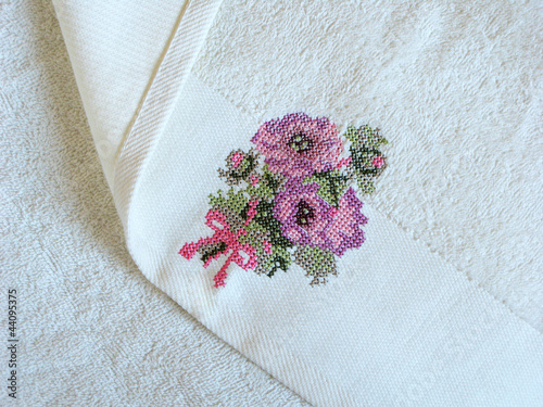 terry towel with embroidery