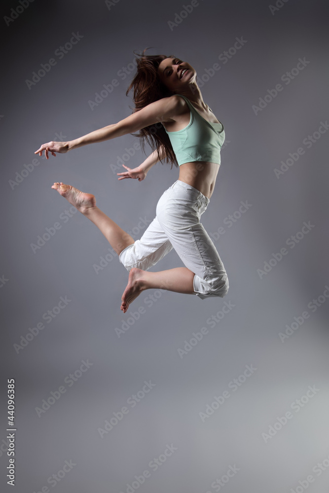 beauty girl dance on grey background beauty girl dance on grey background