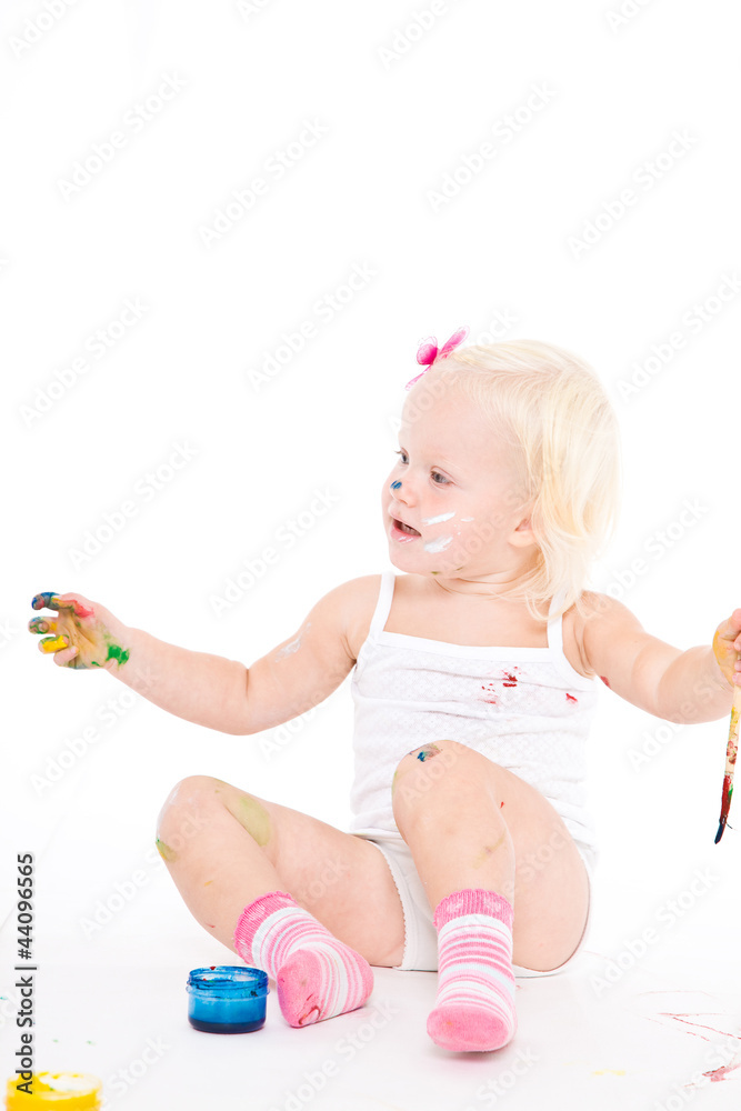 bedraggled little girl with bright colors bedraggled little girl with bright colors