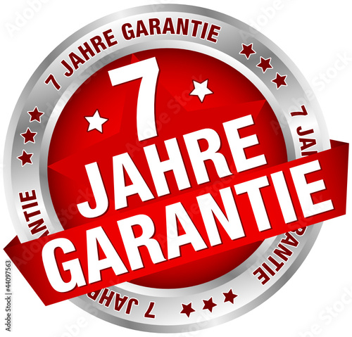 Button Banner "7 Jahre Garantie" rot/silber