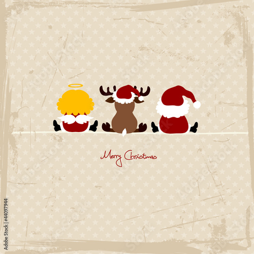 Santa, Angel & Reindeer Retro Beige/Red