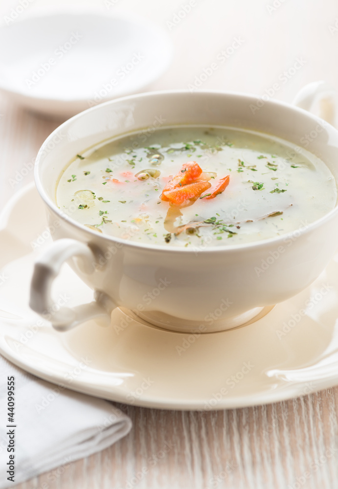 Cream of vegetable soup with herbs