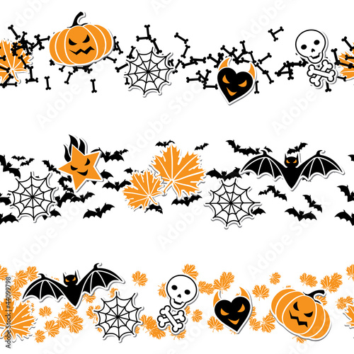 Vector border of Halloween-related objects and creatures.