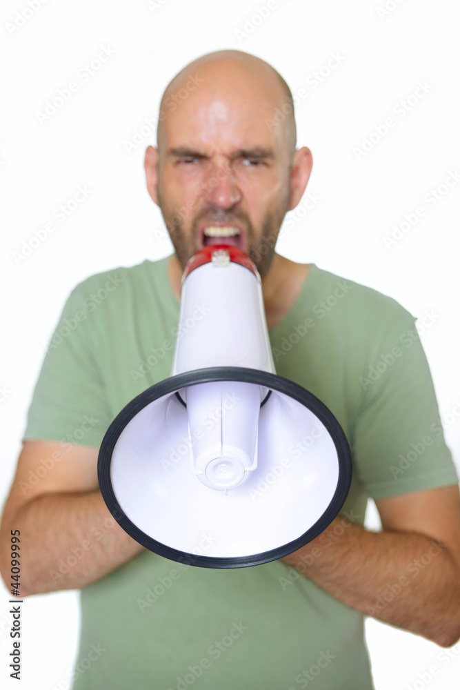 Mann mit Megafon