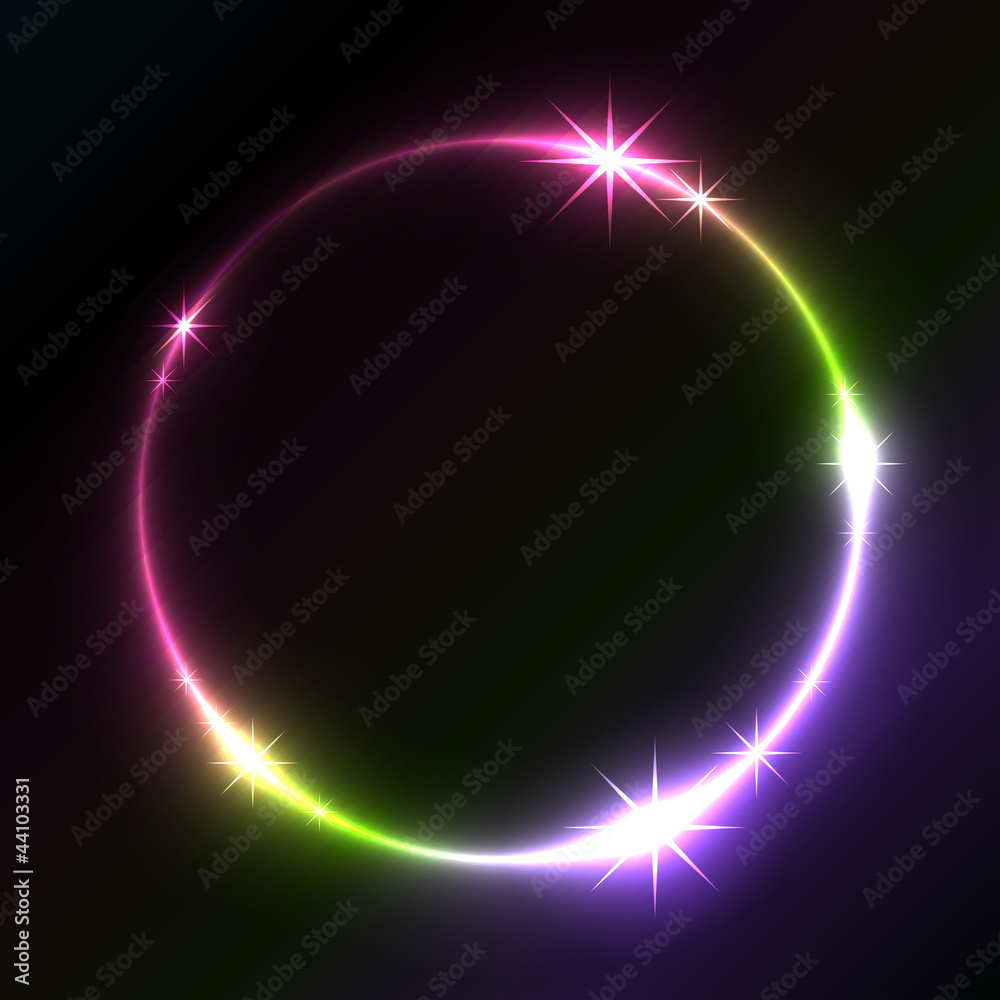 Colorful glowing circle vector background.
