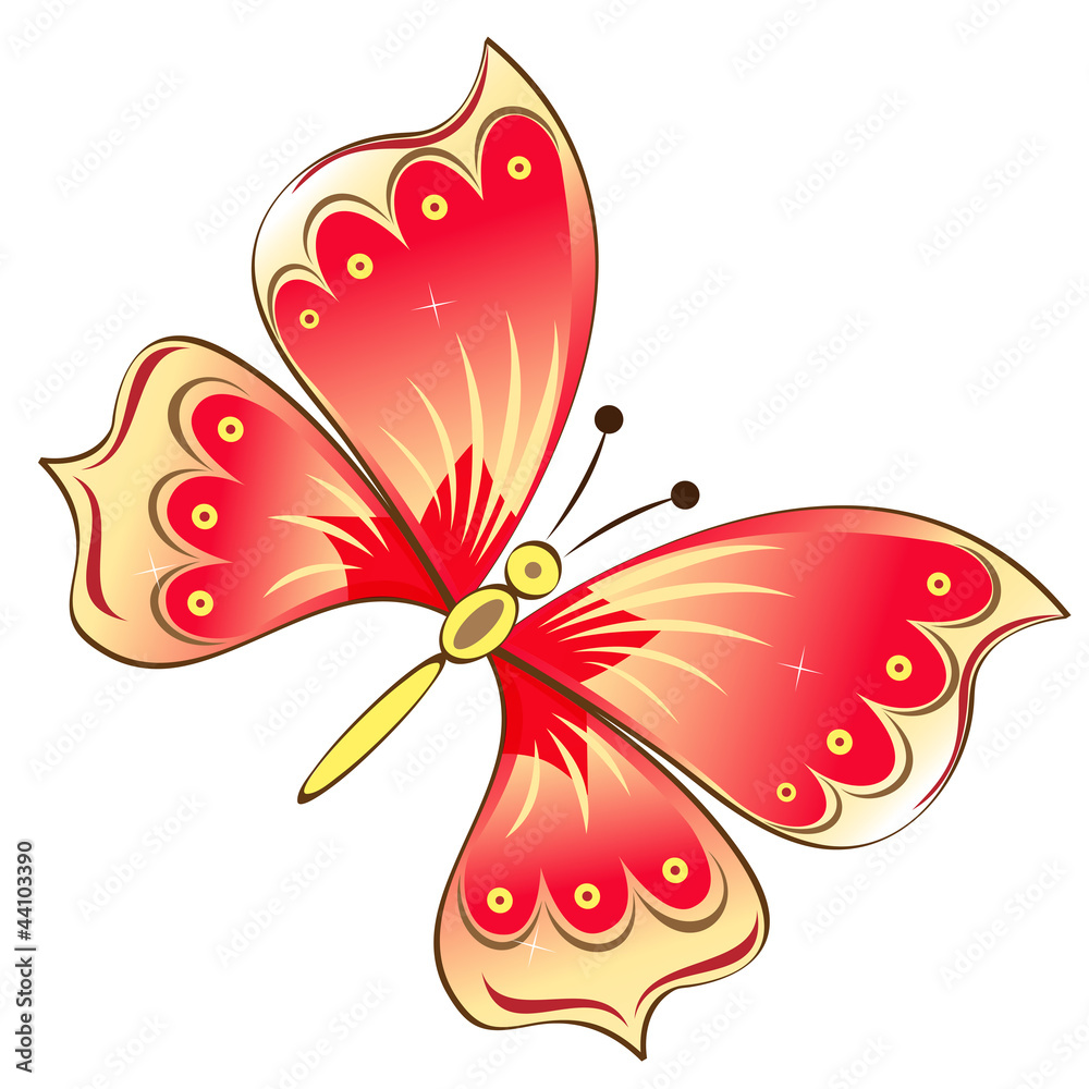 Red butterfly isolated on white vector illustration. Red butterfly isolated on white vector illustration.