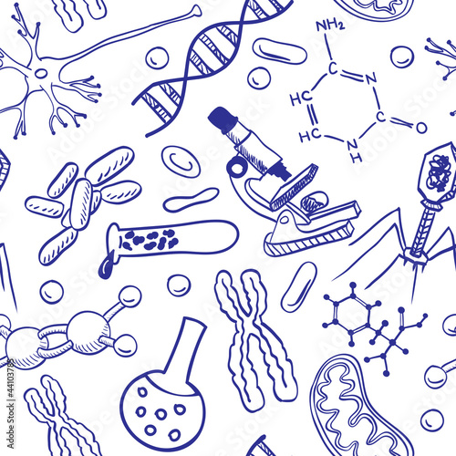 Biology drawings - seamless pattern background