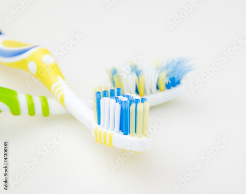 Two isolated toothbrushes