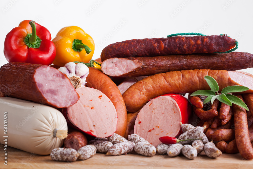 assortiment of sausages assortiment of sausages