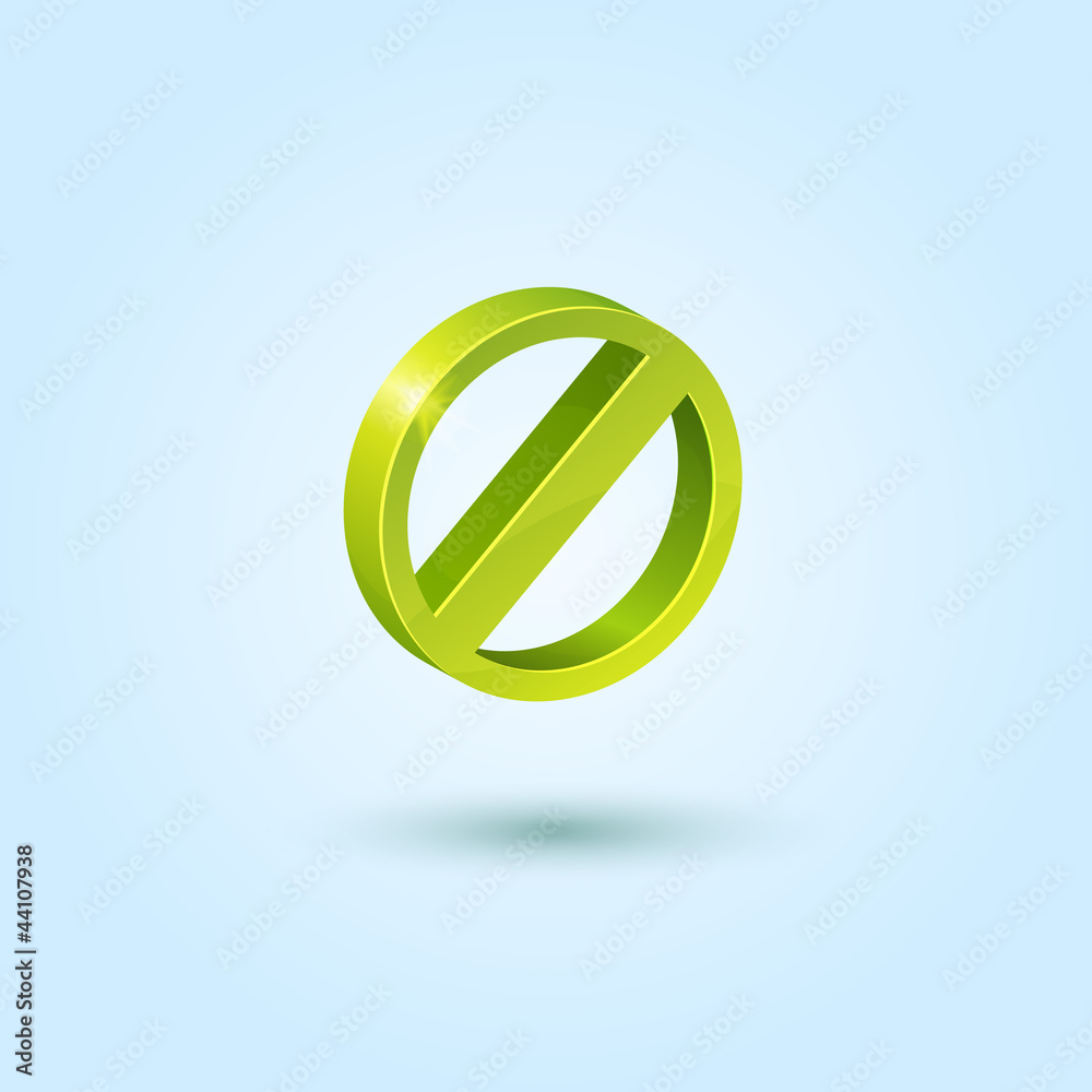 Green forbidden symbol isolated on blue background Green forbidden symbol isolated on blue background