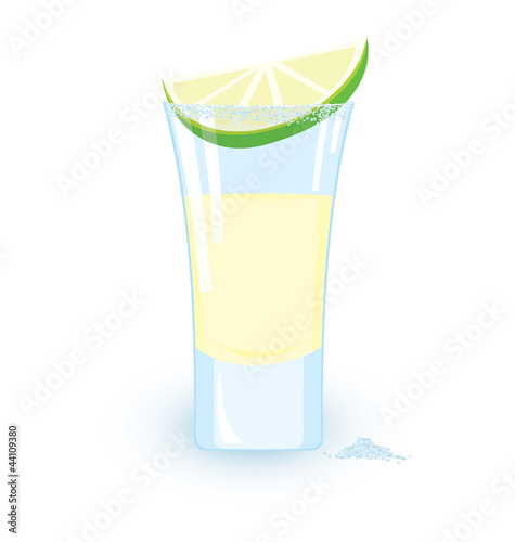 Tequila cocktail slice of lime and some salt