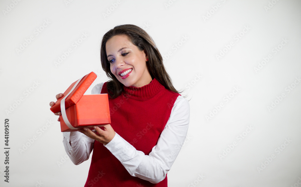 Christmas girl opening box