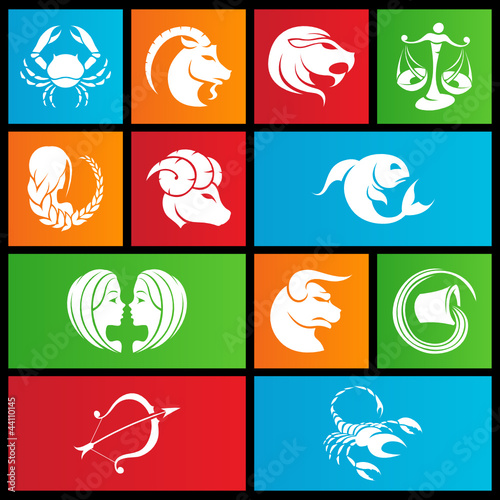 vector illustration of metro style zodiac star signs