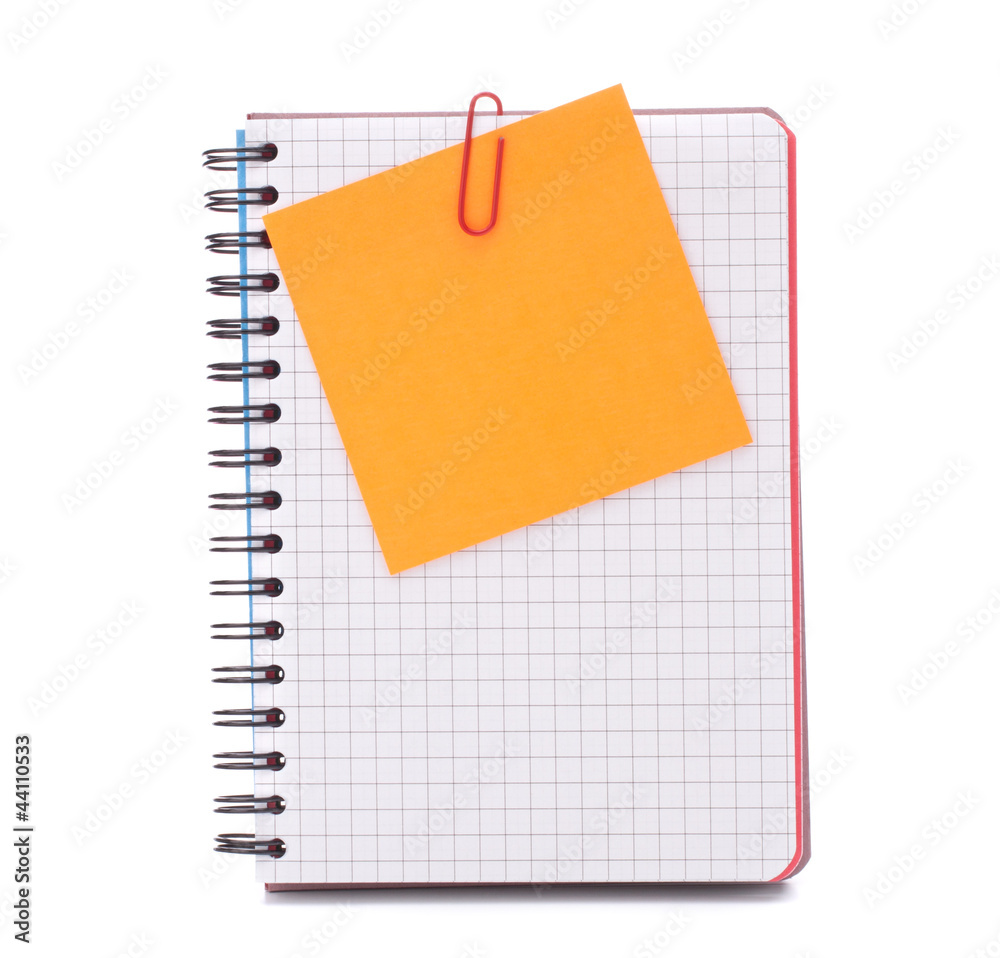 Blank checked notebook with notice paper Blank checked notebook with notice paper
