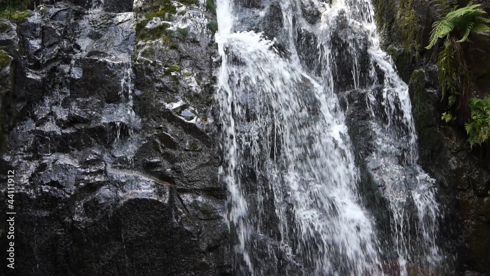 Cascade or waterfall in black, white and green colors Cascade or waterfall in black, white and green colors