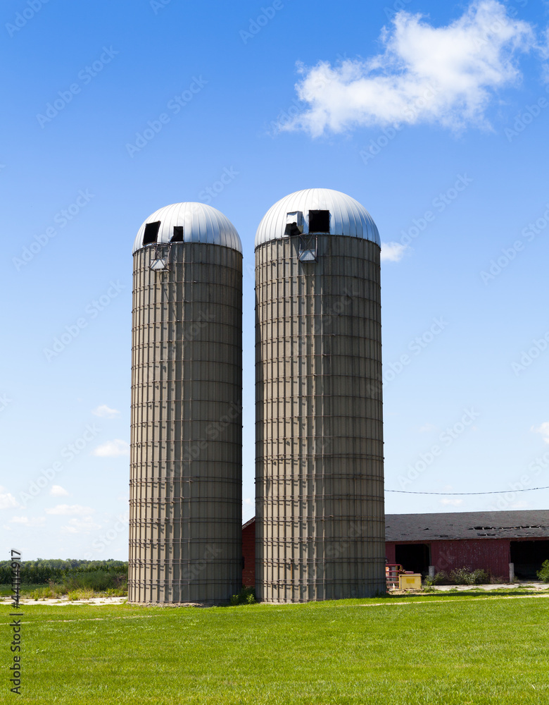 Silos on American Countryside