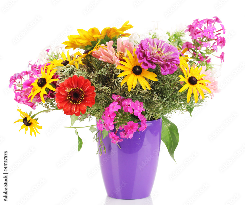 Fototapeta premium Beautiful bouquet of bright flowers isolated on white