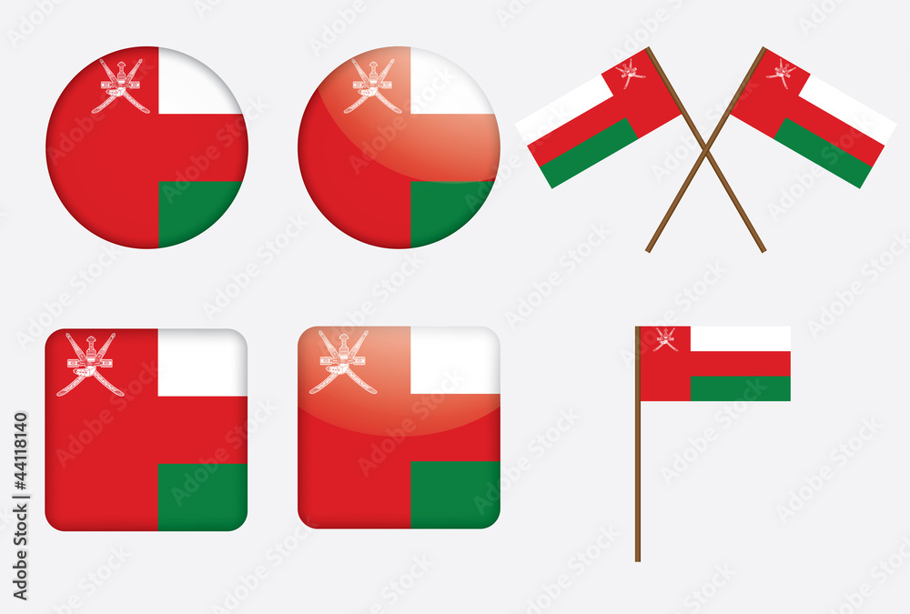 set of badges with flag of Oman vector illustration set of badges with flag of Oman vector illustration