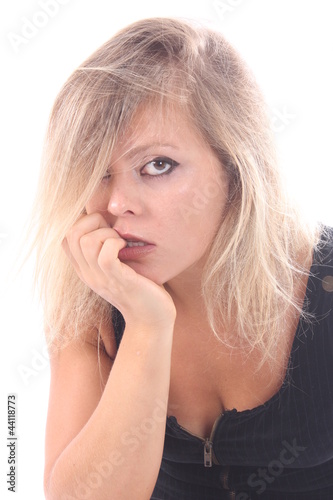 Beautiful blonde woman portrait at the studio photo