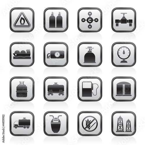 Natural gas objects and icons - vector icon set