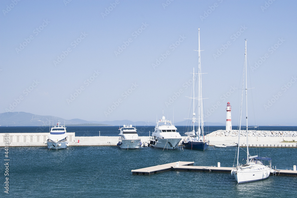Fototapeta premium Marina with yachts and boats