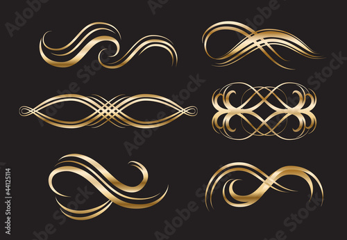 Gold Decorative Labels and Swirls