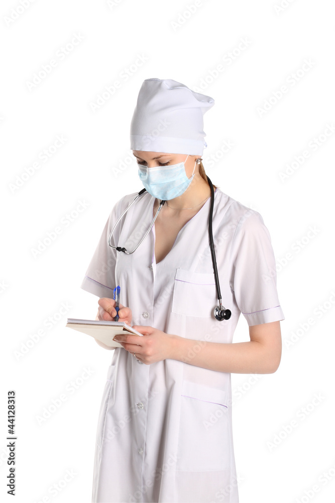 Doctor With Stethoscope Writing Down Diagnosis Doctor With Stethoscope Writing Down Diagnosis