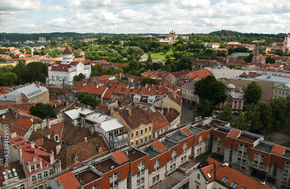Vilnius old town panorama, summer day
