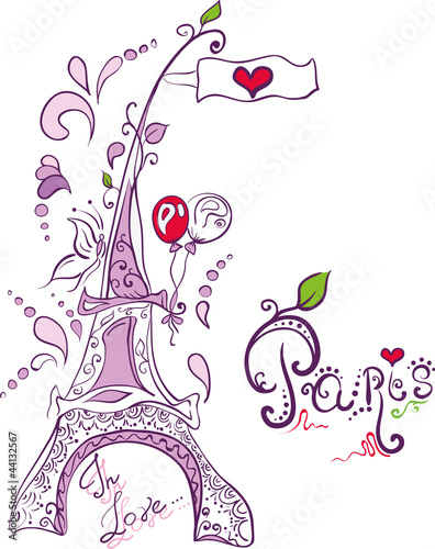 doodle creative eiffel tower in paris