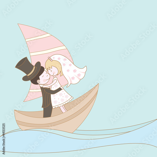 wedding couple on the ship