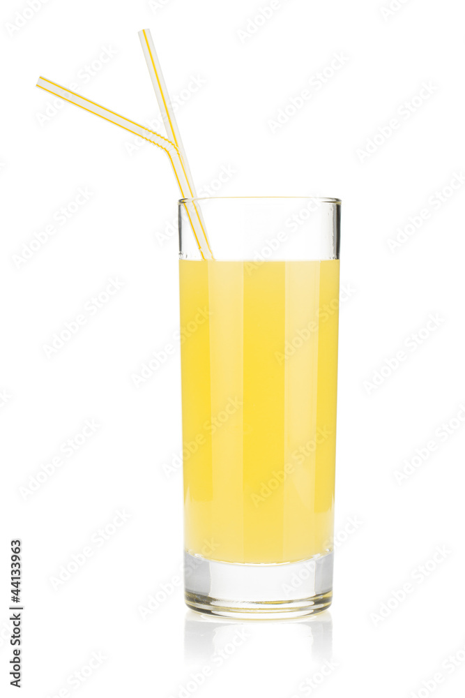 Lemon juice glass with two drinking straw Lemon juice glass with two drinking straw