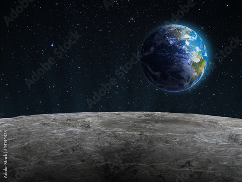 Rising Earth seen from the Moon